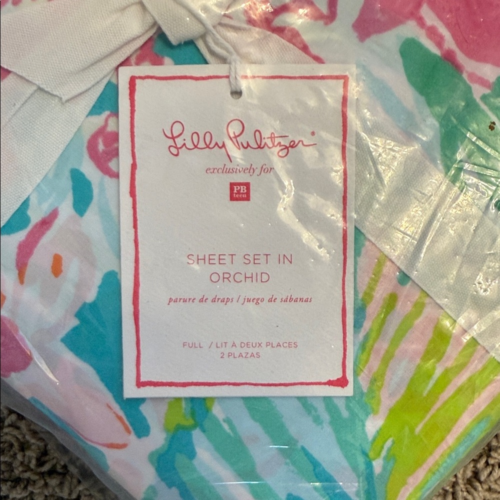 Pottery Barn x Lilly Pulitzer Full Size Sheet Set in Orchid - Picture 2 of 3